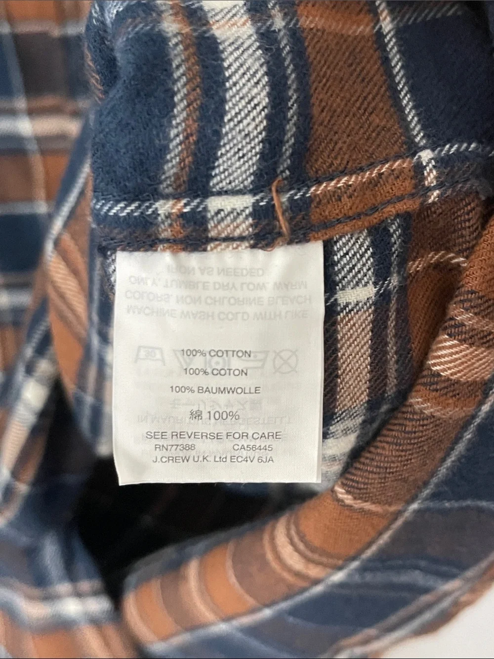 J.Crew Mercantile NWT XL 100% Cotton Plaid Flannel Button Shirt Brown Blue